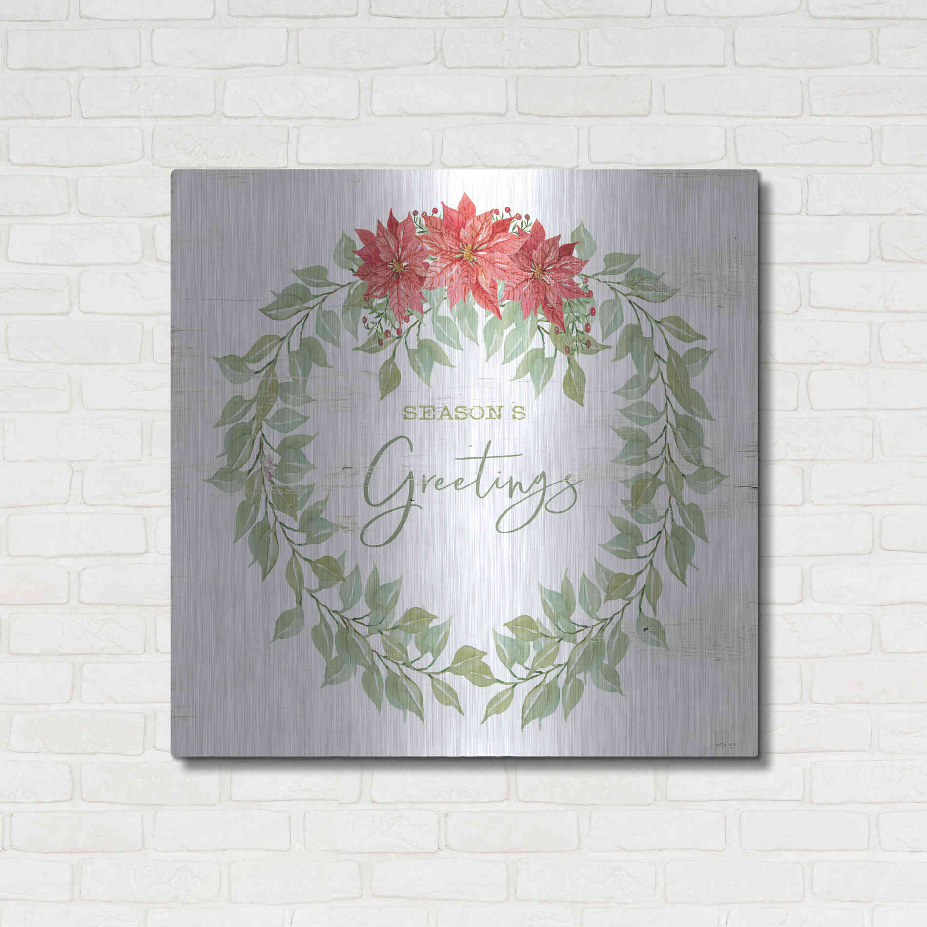 Luxe Metal Art 'Season's Greetings Wreath' by Cindy Jacobs, Metal Wall Art,36x36