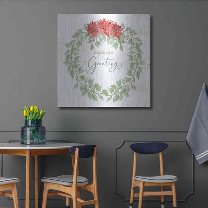 Luxe Metal Art 'Season's Greetings Wreath' by Cindy Jacobs, Metal Wall Art,36x36