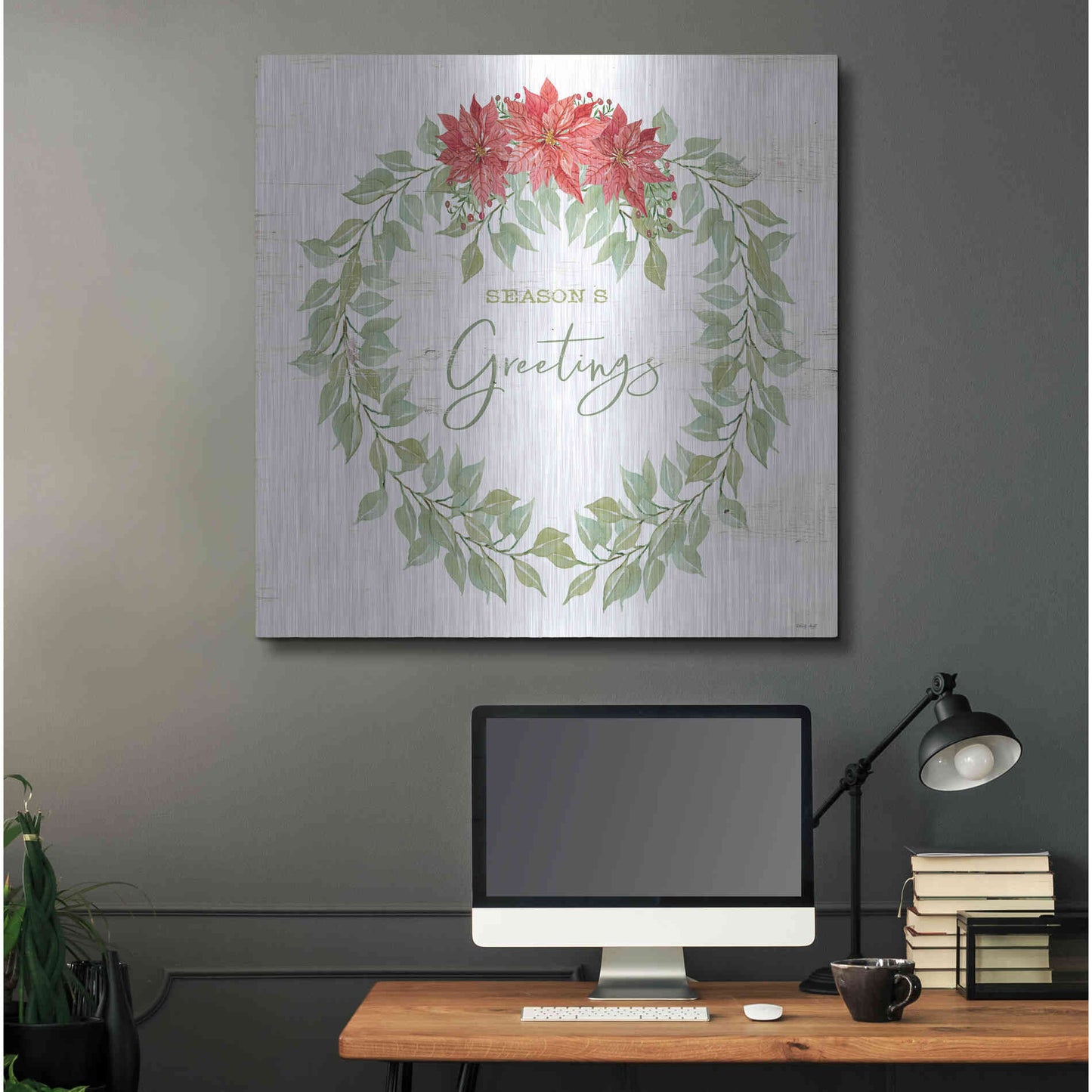 Luxe Metal Art 'Season's Greetings Wreath' by Cindy Jacobs, Metal Wall Art,36x36