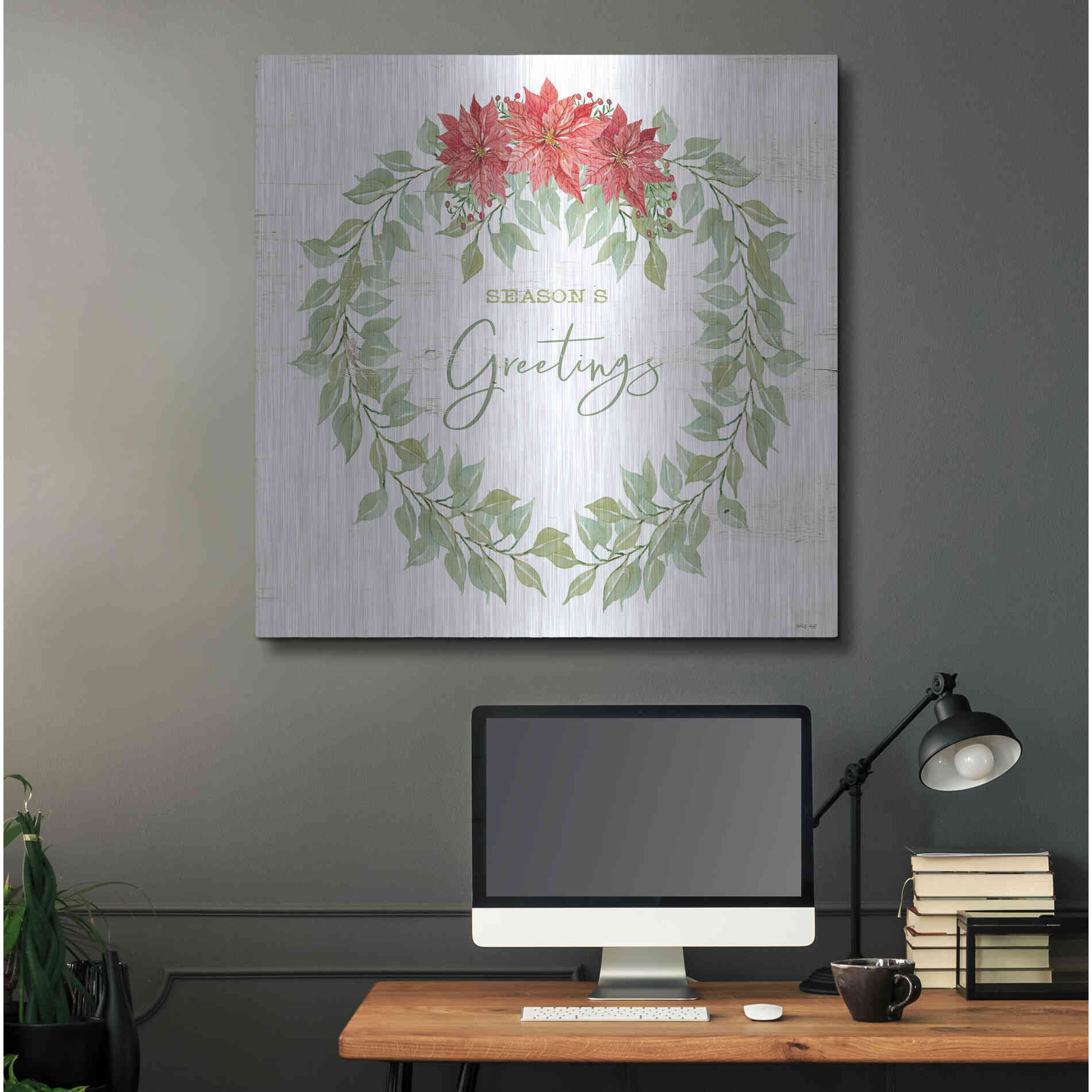 Luxe Metal Art 'Season's Greetings Wreath' by Cindy Jacobs, Metal Wall Art,36x36