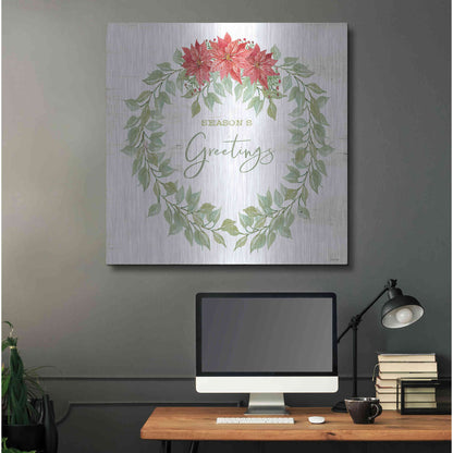 Luxe Metal Art 'Season's Greetings Wreath' by Cindy Jacobs, Metal Wall Art,36x36