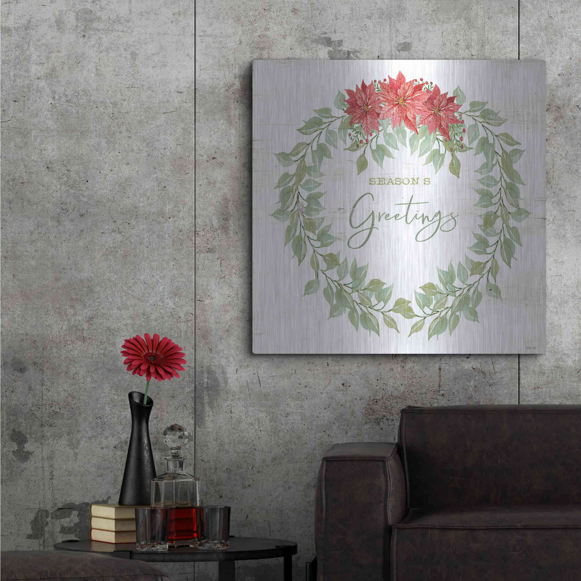 Luxe Metal Art 'Season's Greetings Wreath' by Cindy Jacobs, Metal Wall Art,36x36