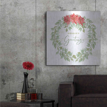 Luxe Metal Art 'Season's Greetings Wreath' by Cindy Jacobs, Metal Wall Art,36x36