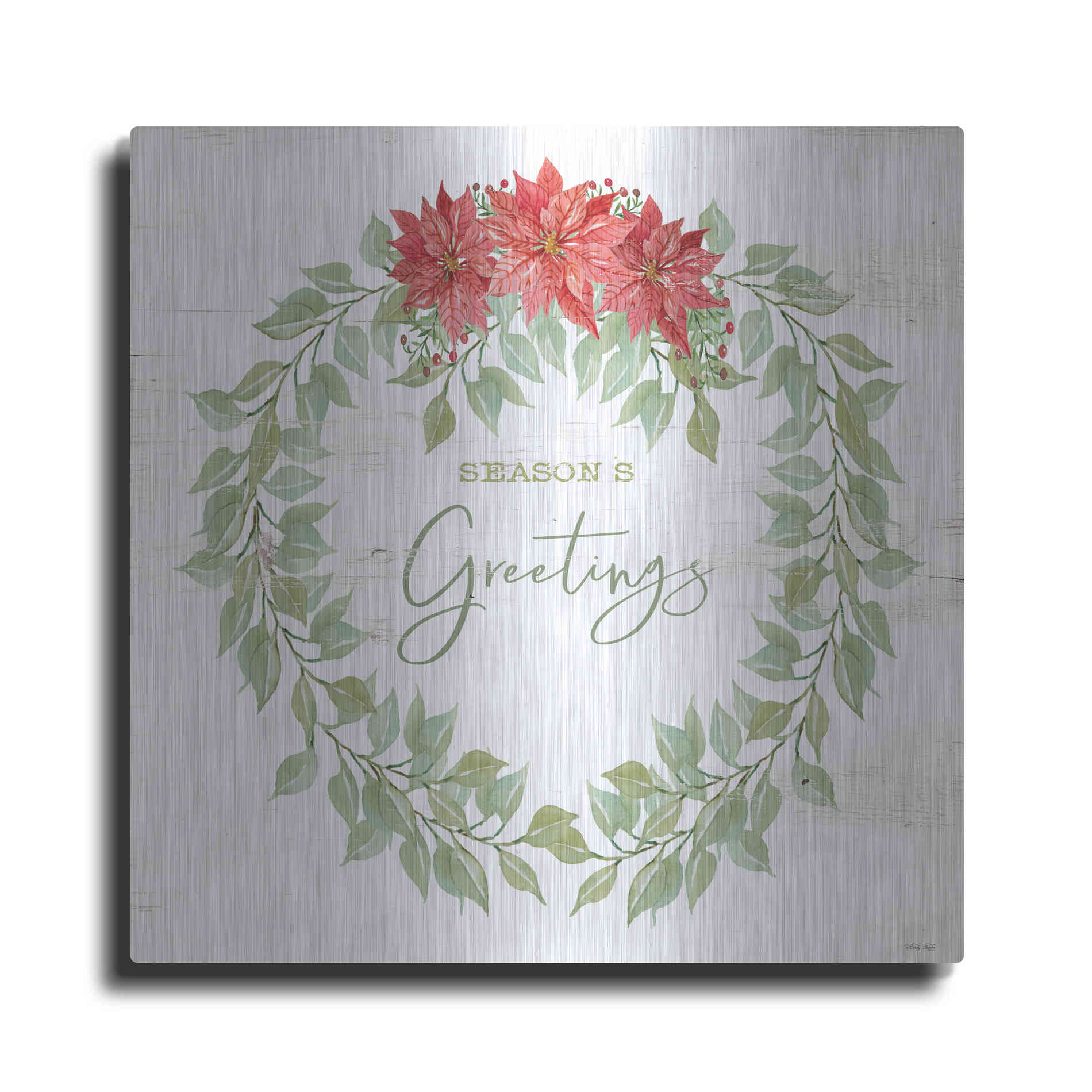 Luxe Metal Art 'Season's Greetings Wreath' by Cindy Jacobs, Metal Wall Art