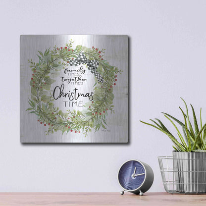 Luxe Metal Art 'Christmas Time Wreath' by Cindy Jacobs, Metal Wall Art,12x12