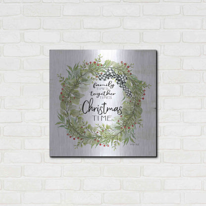 Luxe Metal Art 'Christmas Time Wreath' by Cindy Jacobs, Metal Wall Art,24x24