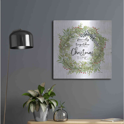 Luxe Metal Art 'Christmas Time Wreath' by Cindy Jacobs, Metal Wall Art,24x24