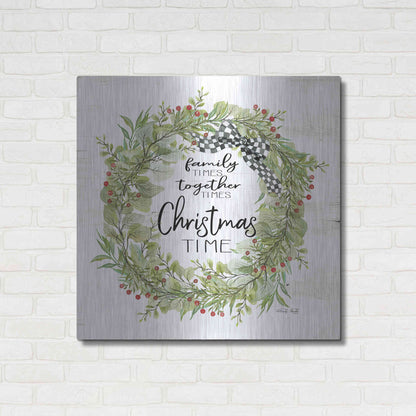 Luxe Metal Art 'Christmas Time Wreath' by Cindy Jacobs, Metal Wall Art,36x36