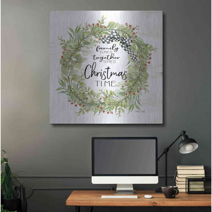 Luxe Metal Art 'Christmas Time Wreath' by Cindy Jacobs, Metal Wall Art,36x36