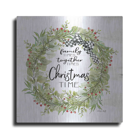 Luxe Metal Art 'Christmas Time Wreath' by Cindy Jacobs, Metal Wall Art