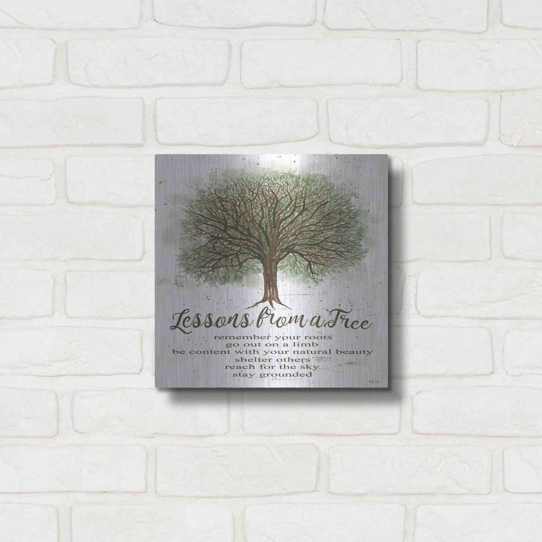 Luxe Metal Art 'Lessons From a Tree' by Cindy Jacobs, Metal Wall Art,12x12