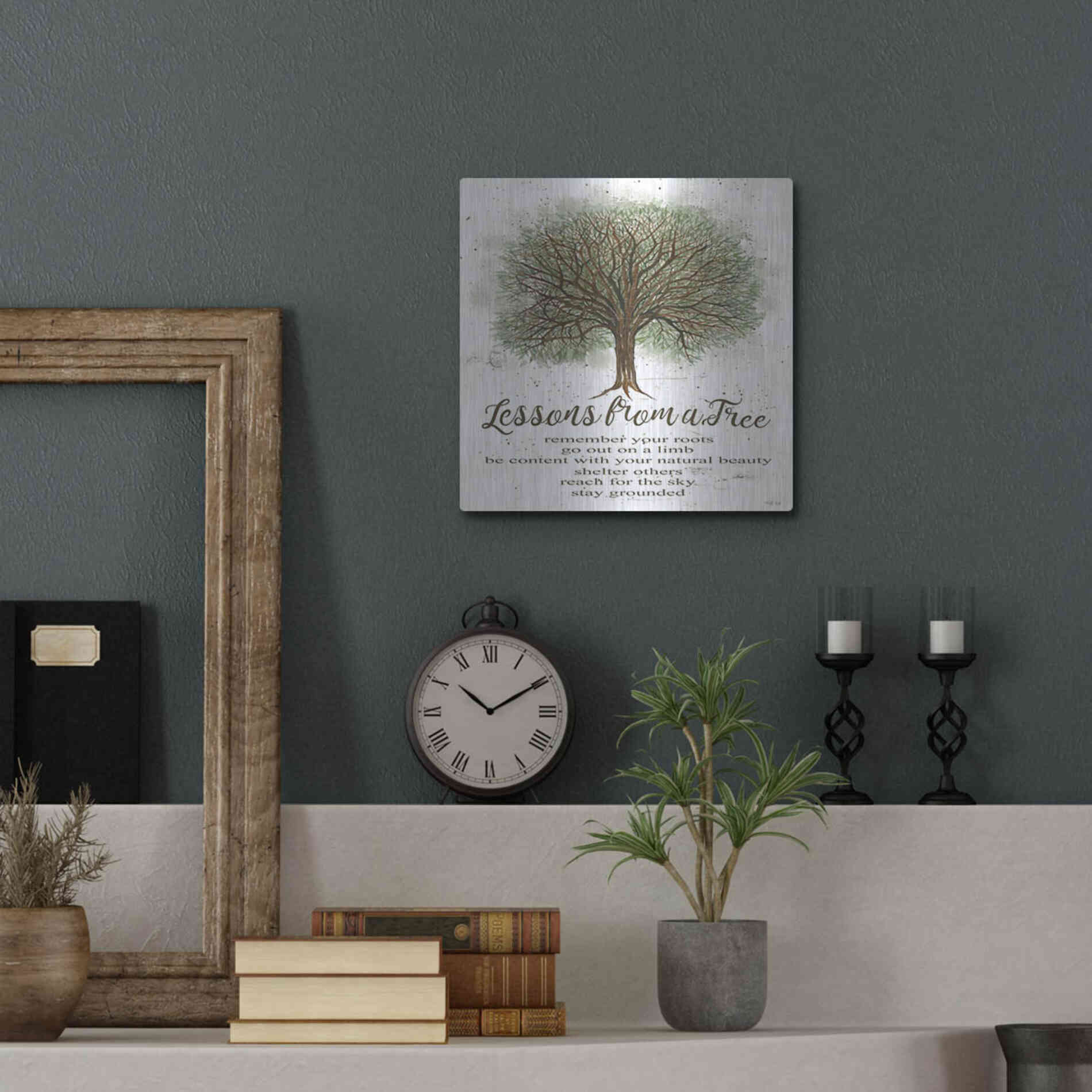 Luxe Metal Art 'Lessons From a Tree' by Cindy Jacobs, Metal Wall Art,12x12