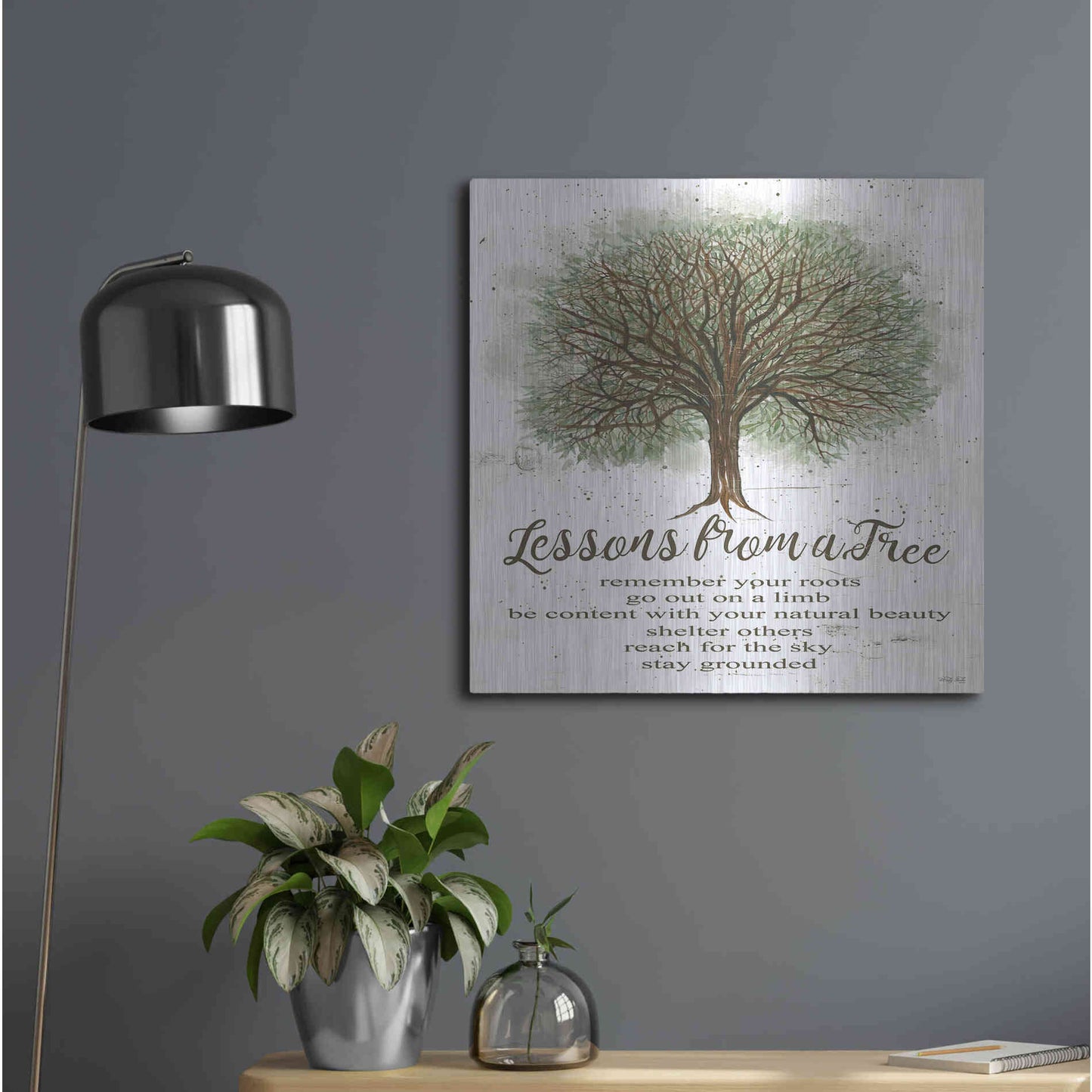 Luxe Metal Art 'Lessons From a Tree' by Cindy Jacobs, Metal Wall Art,24x24