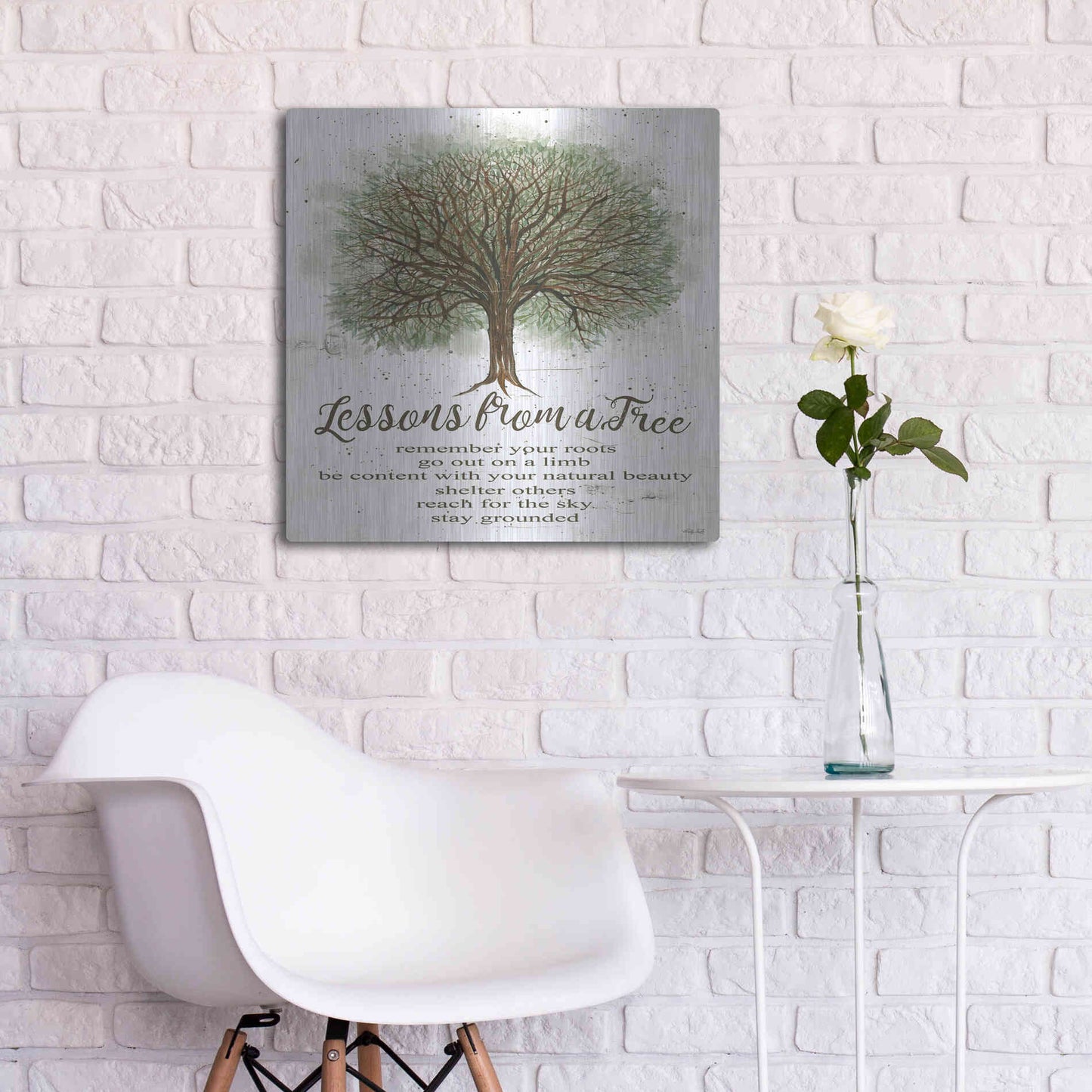 Luxe Metal Art 'Lessons From a Tree' by Cindy Jacobs, Metal Wall Art,24x24