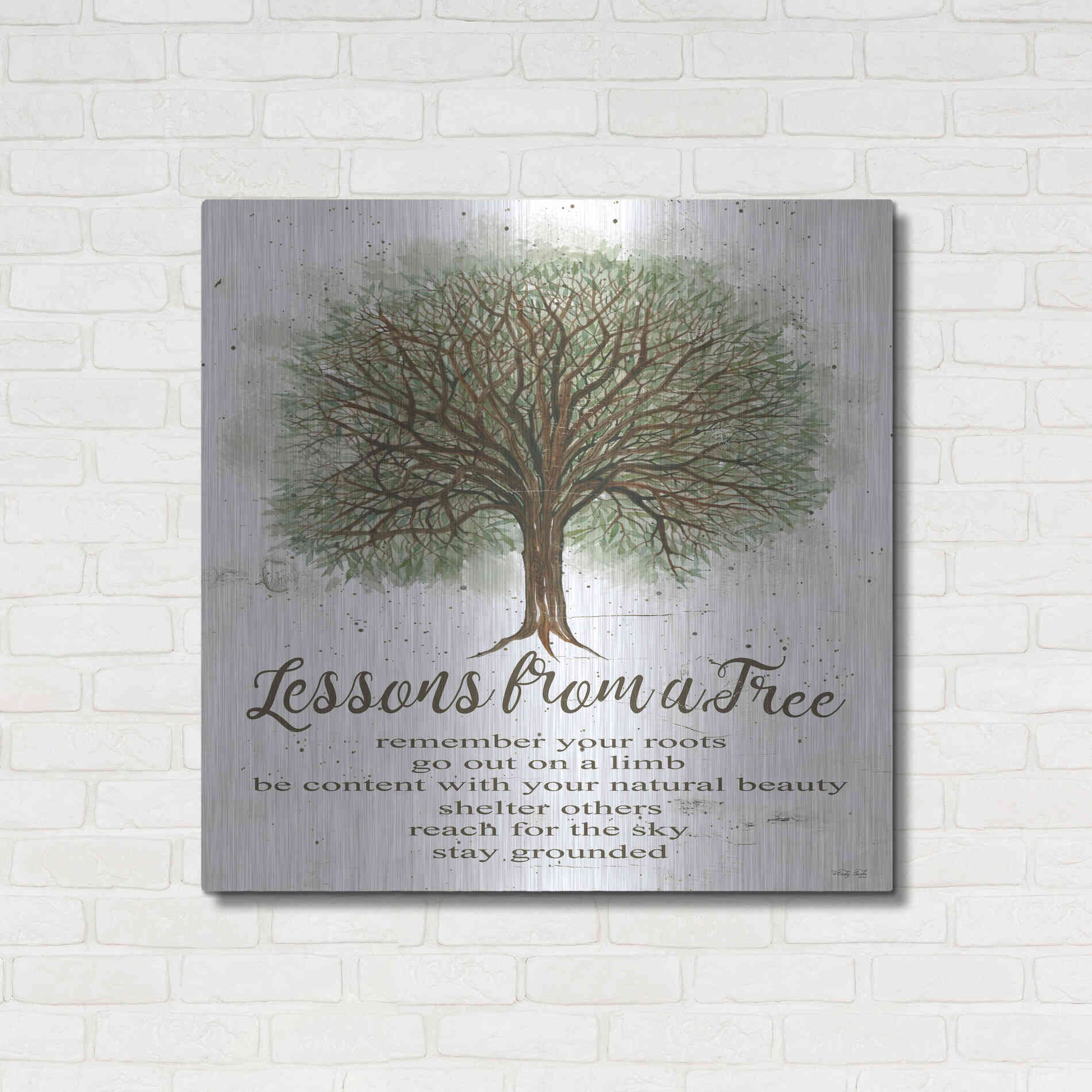 Luxe Metal Art 'Lessons From a Tree' by Cindy Jacobs, Metal Wall Art,36x36