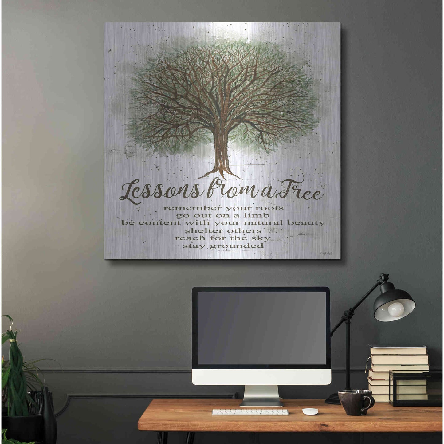 Luxe Metal Art 'Lessons From a Tree' by Cindy Jacobs, Metal Wall Art,36x36