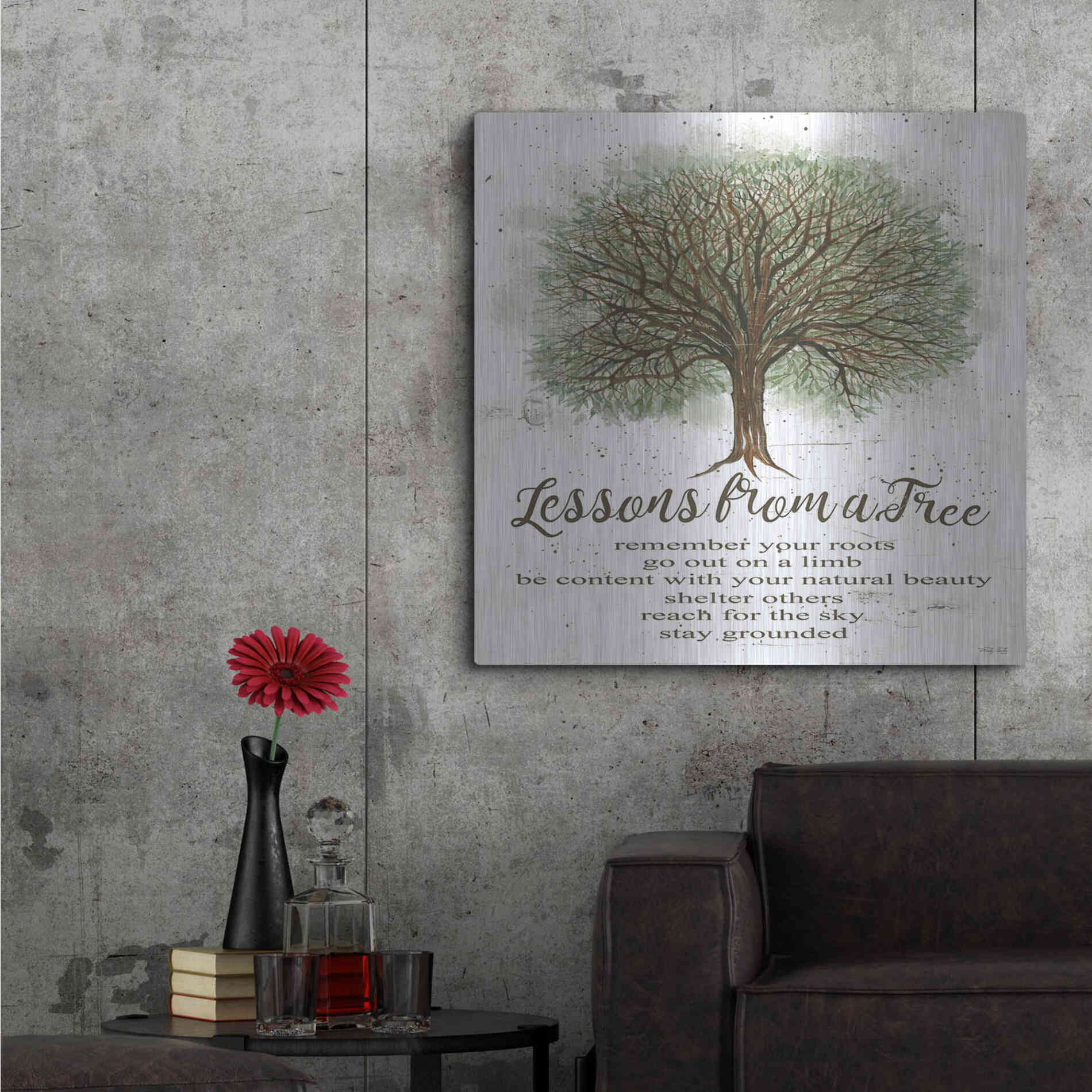 Luxe Metal Art 'Lessons From a Tree' by Cindy Jacobs, Metal Wall Art,36x36