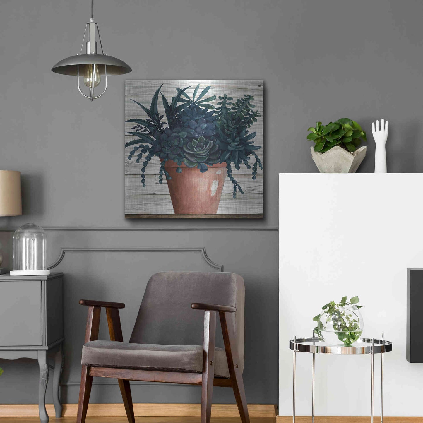 Luxe Metal Art 'Remarkable Succulents III' by Cindy Jacobs, Metal Wall Art,24x24