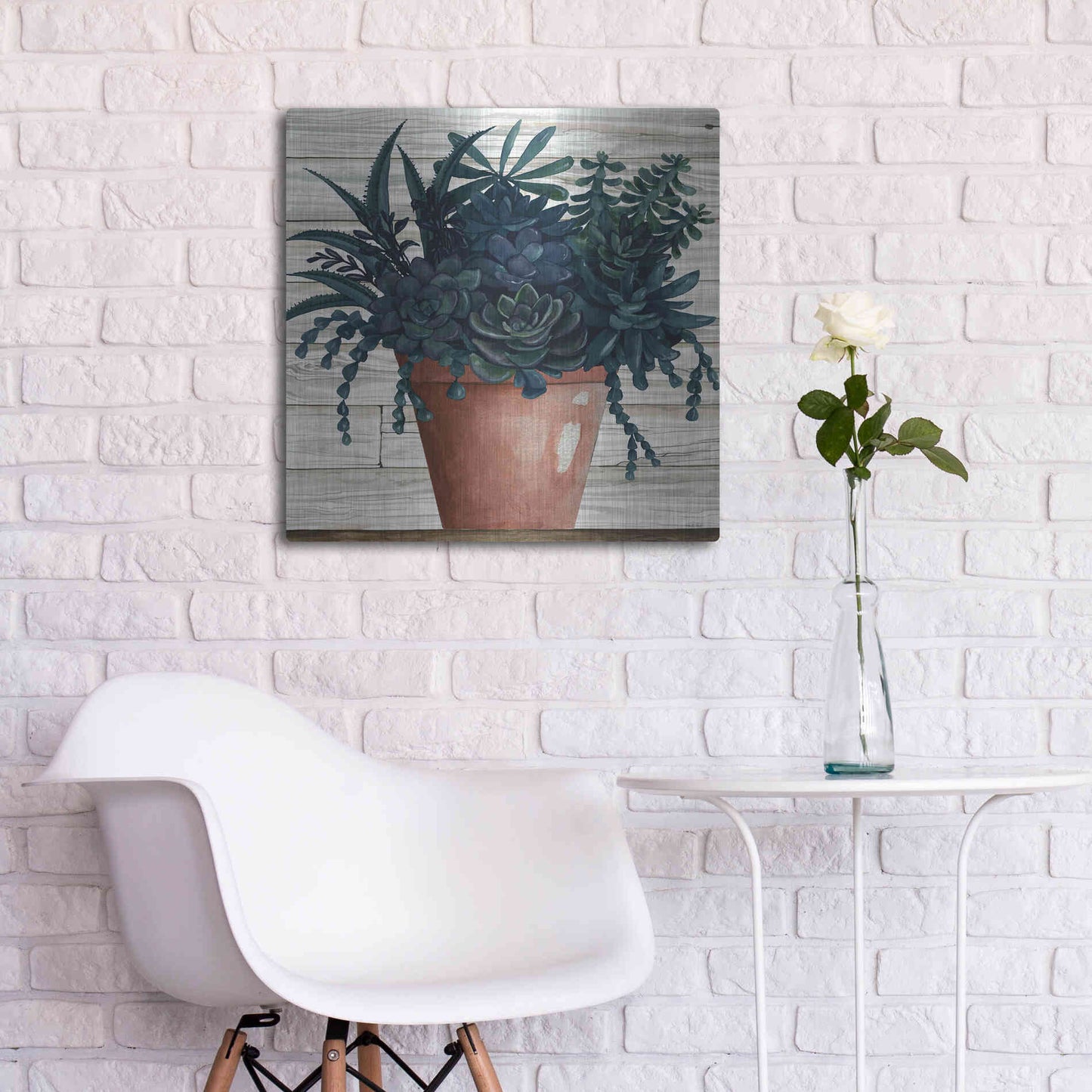 Luxe Metal Art 'Remarkable Succulents III' by Cindy Jacobs, Metal Wall Art,24x24