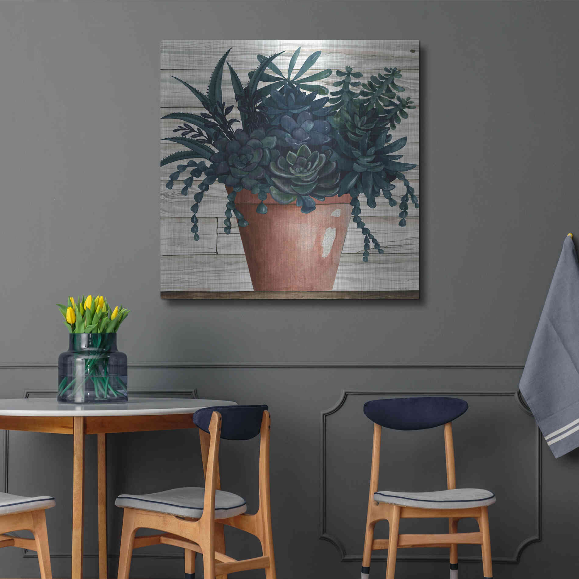 Luxe Metal Art 'Remarkable Succulents III' by Cindy Jacobs, Metal Wall Art,36x36