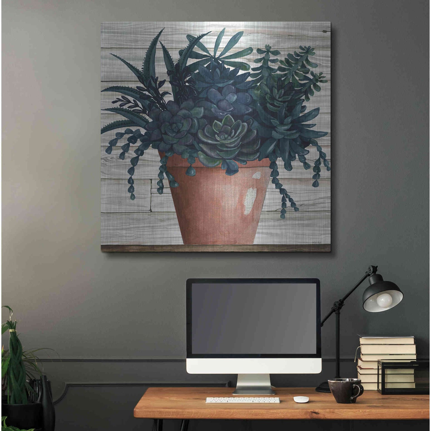 Luxe Metal Art 'Remarkable Succulents III' by Cindy Jacobs, Metal Wall Art,36x36