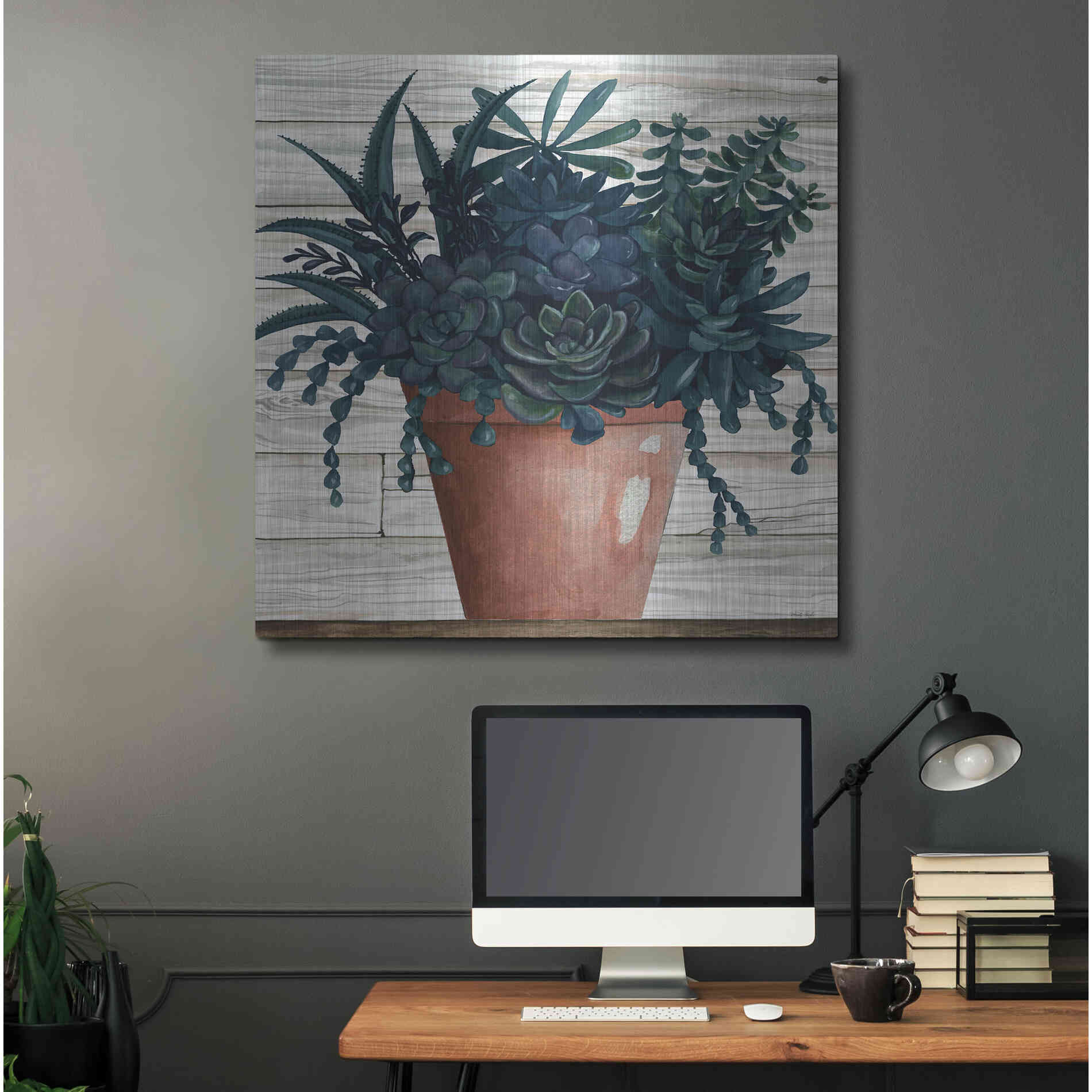 Luxe Metal Art 'Remarkable Succulents III' by Cindy Jacobs, Metal Wall Art,36x36