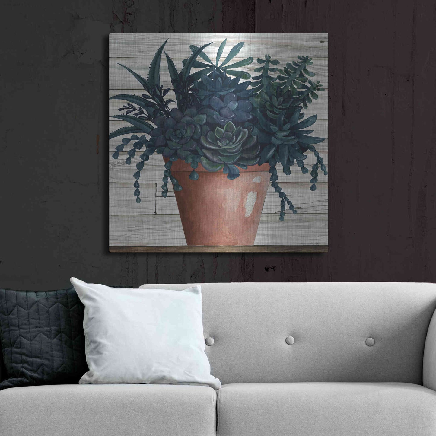 Luxe Metal Art 'Remarkable Succulents III' by Cindy Jacobs, Metal Wall Art,36x36