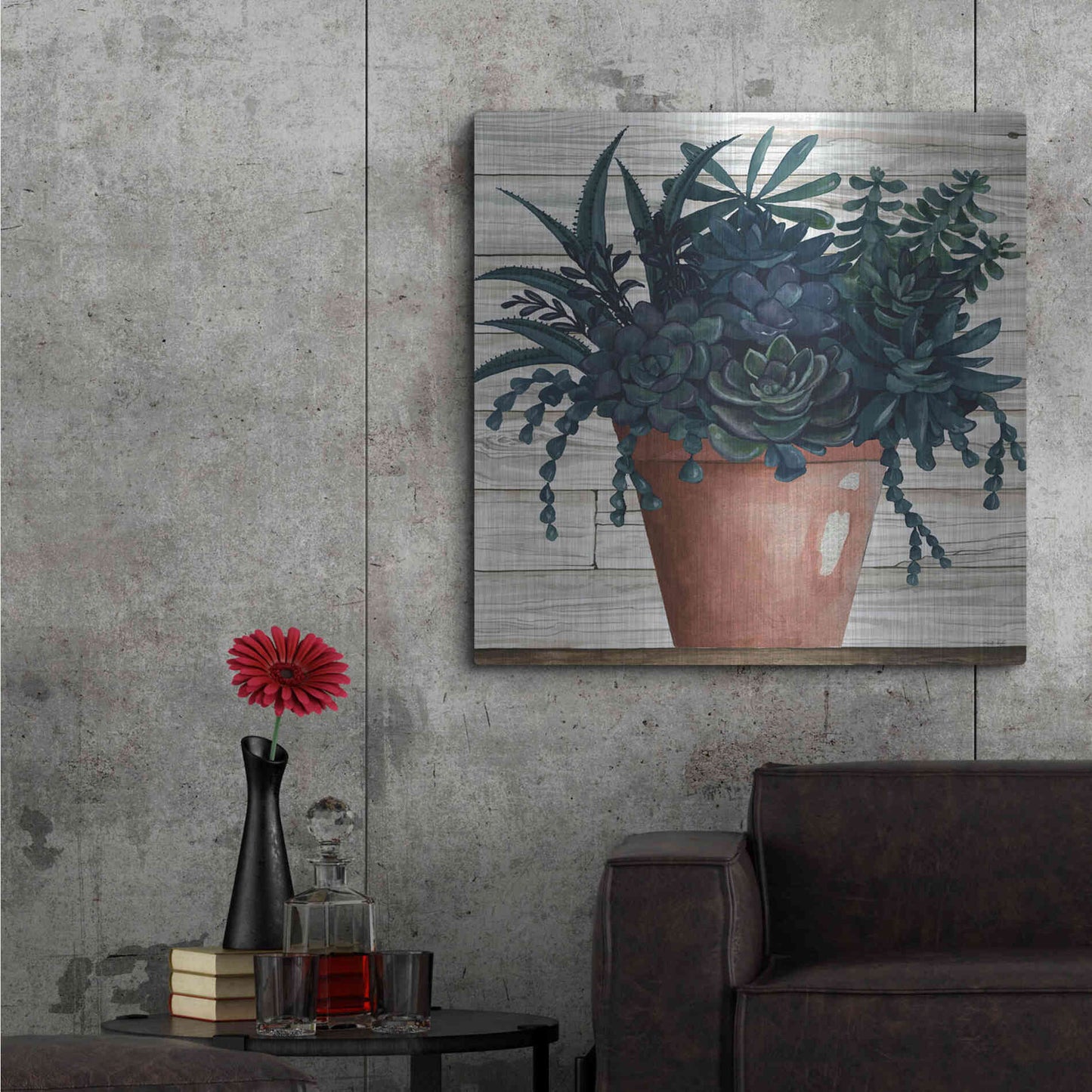 Luxe Metal Art 'Remarkable Succulents III' by Cindy Jacobs, Metal Wall Art,36x36