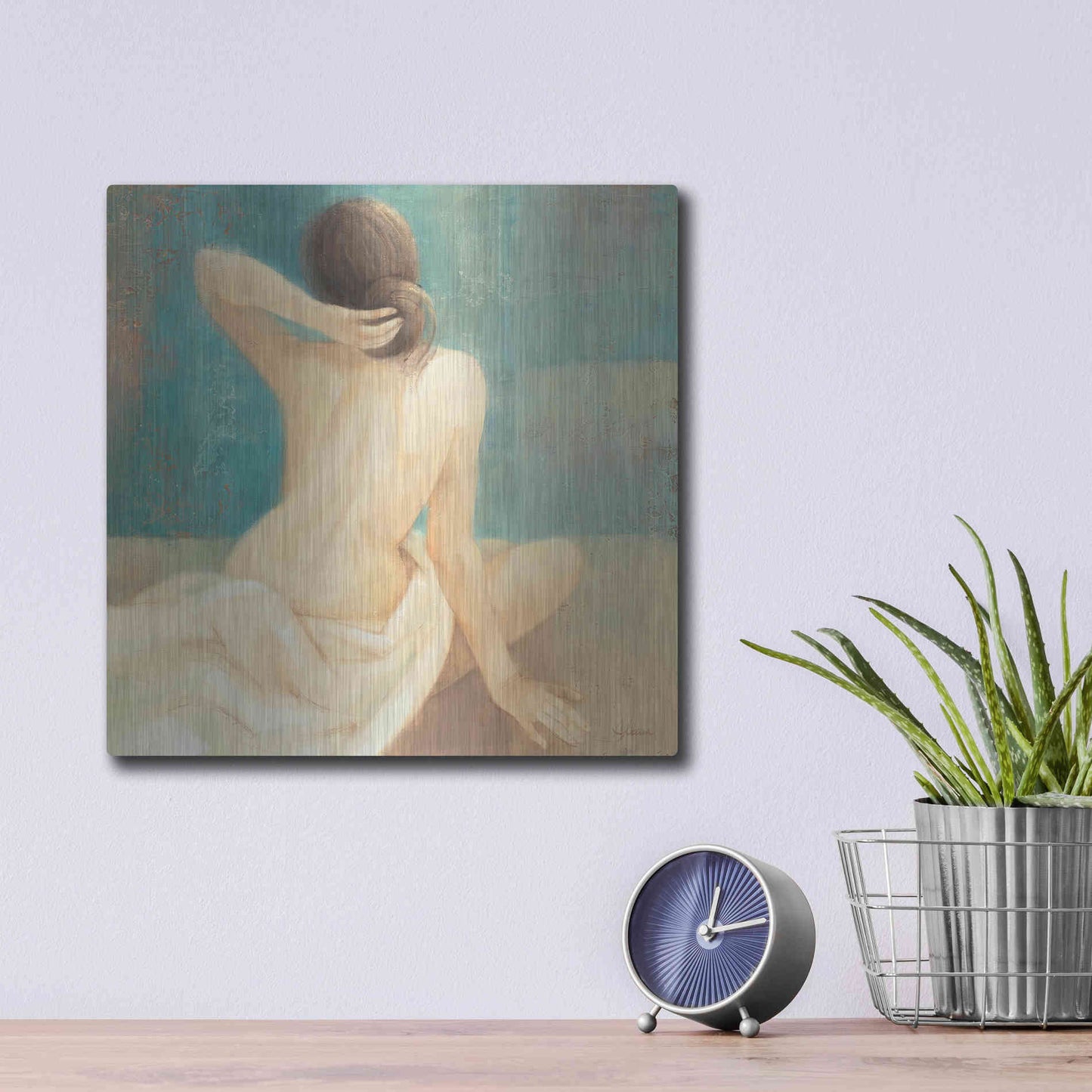 Luxe Metal Art 'Thoughtfulness I' by Albena Hristova, Metal Wall Art,12x12