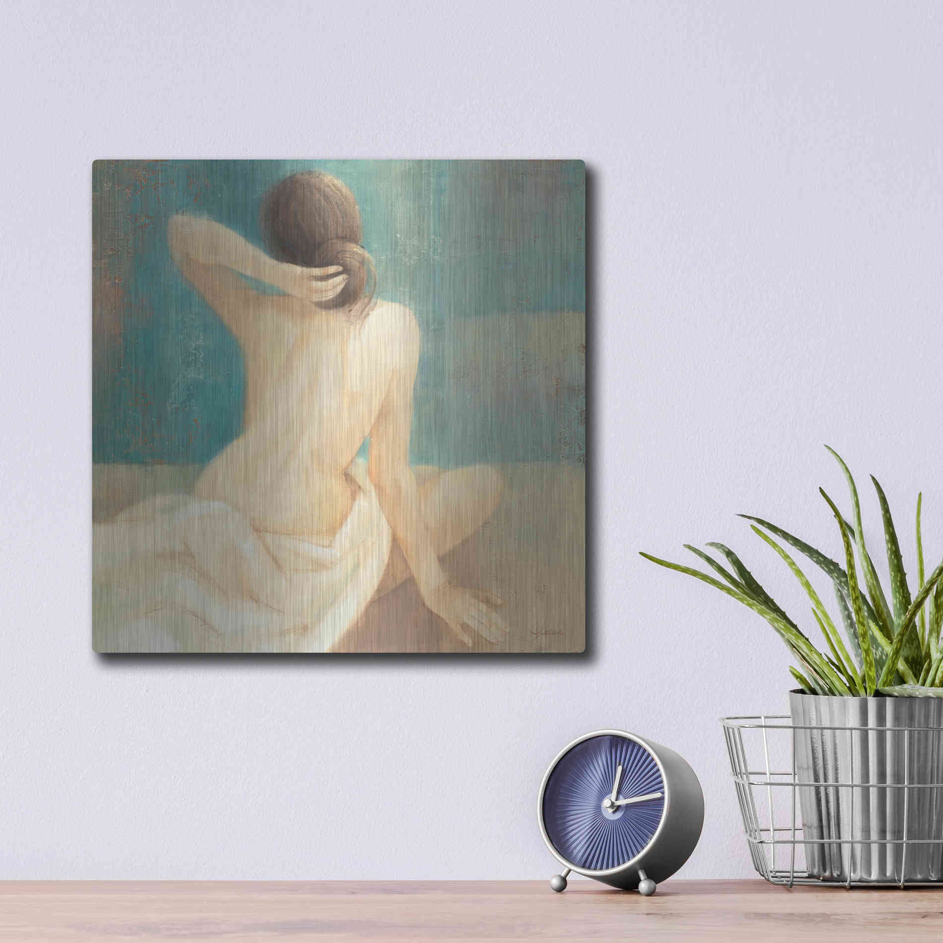 Luxe Metal Art 'Thoughtfulness I' by Albena Hristova, Metal Wall Art,12x12