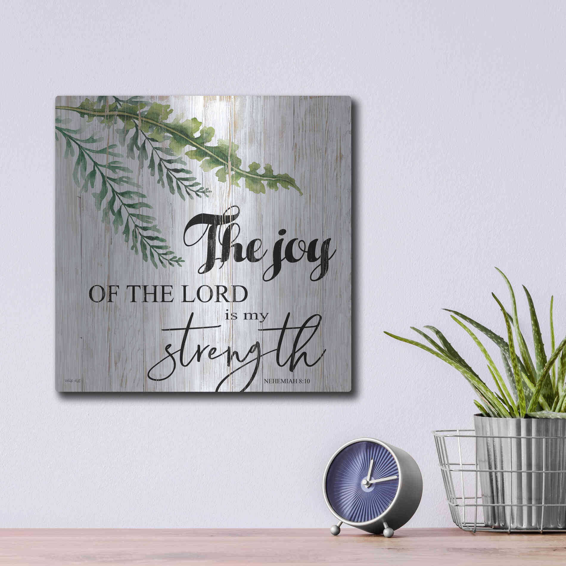 Luxe Metal Art 'The Joy of the Lord is My Strength' by Cindy Jacobs, Metal Wall Art,12x12