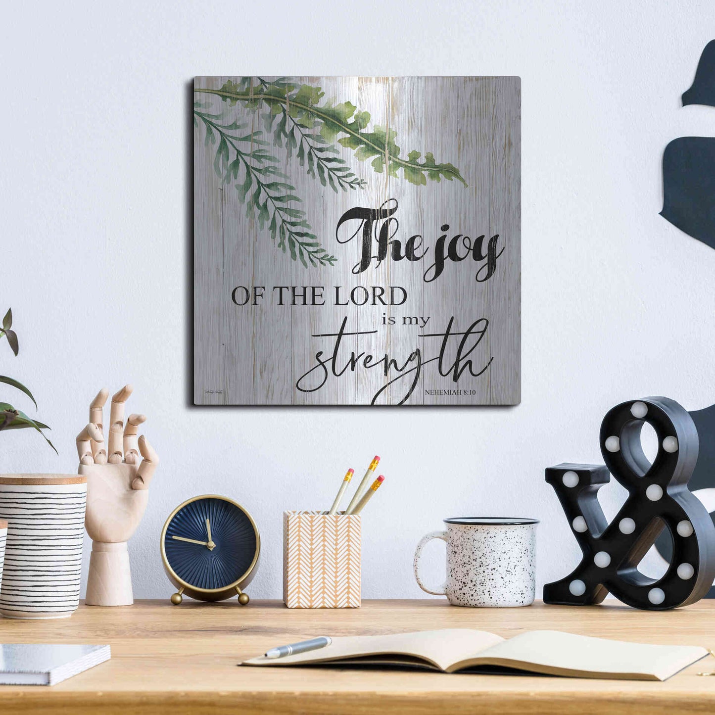 Luxe Metal Art 'The Joy of the Lord is My Strength' by Cindy Jacobs, Metal Wall Art,12x12