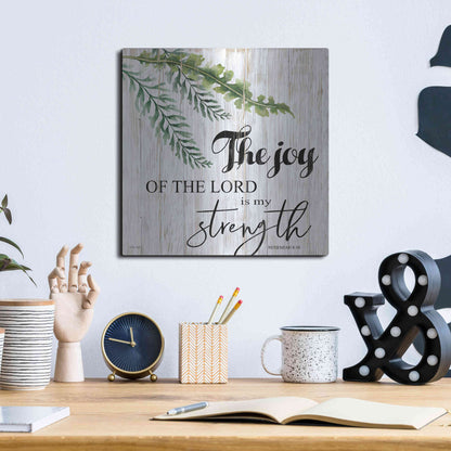 Luxe Metal Art 'The Joy of the Lord is My Strength' by Cindy Jacobs, Metal Wall Art,12x12