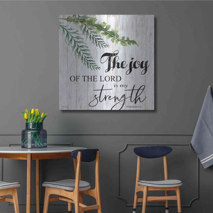 Luxe Metal Art 'The Joy of the Lord is My Strength' by Cindy Jacobs, Metal Wall Art,36x36