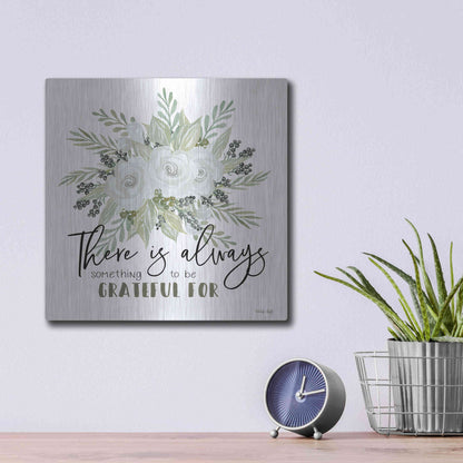 Luxe Metal Art 'There is Always Something to be Grateful For' by Cindy Jacobs, Metal Wall Art,12x12