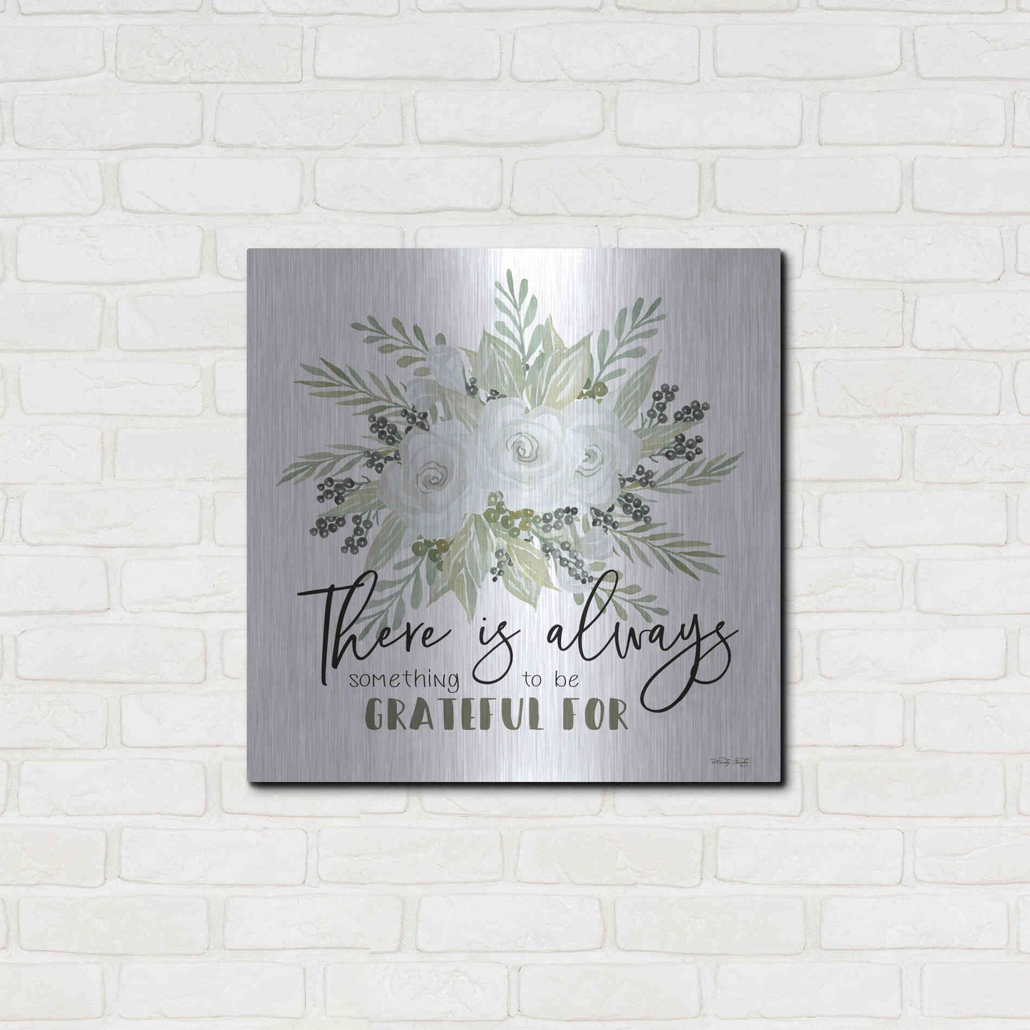 Luxe Metal Art 'There is Always Something to be Grateful For' by Cindy Jacobs, Metal Wall Art,24x24