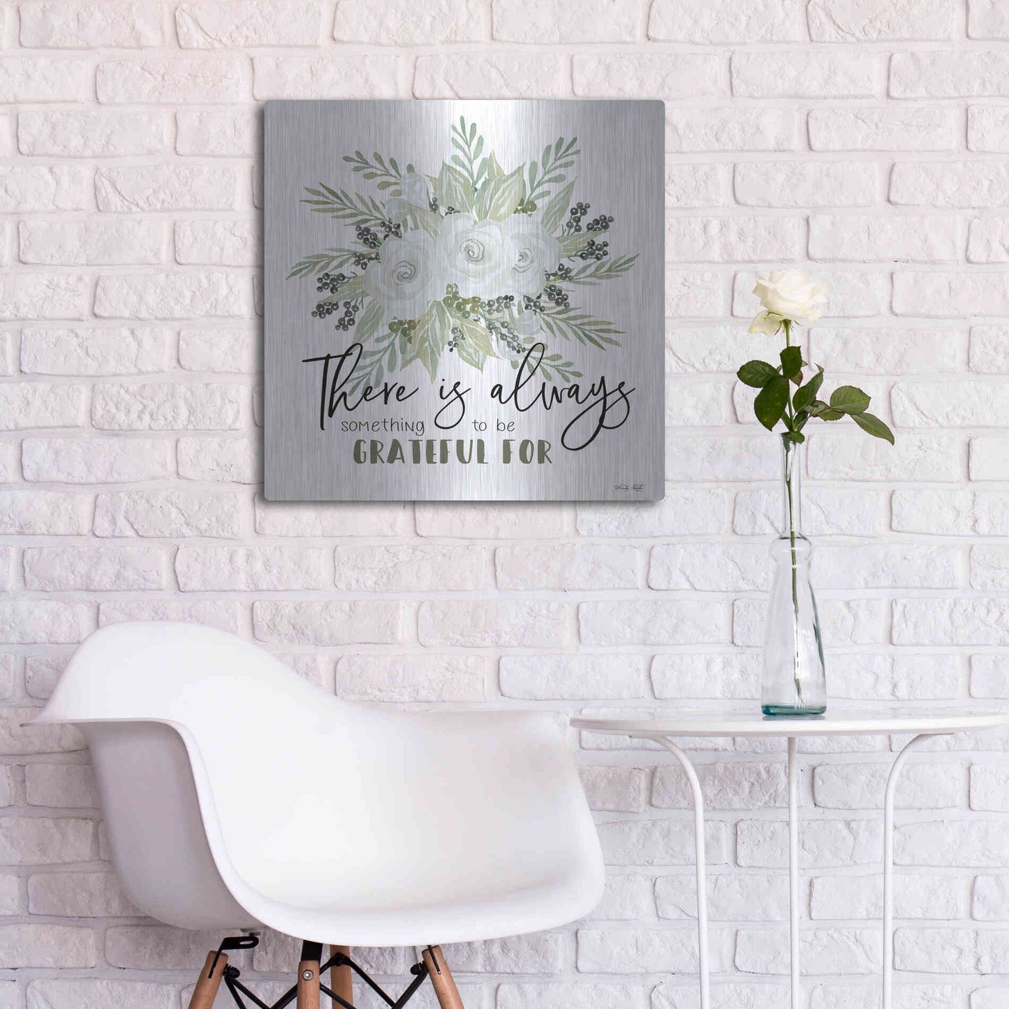 Luxe Metal Art 'There is Always Something to be Grateful For' by Cindy Jacobs, Metal Wall Art,24x24