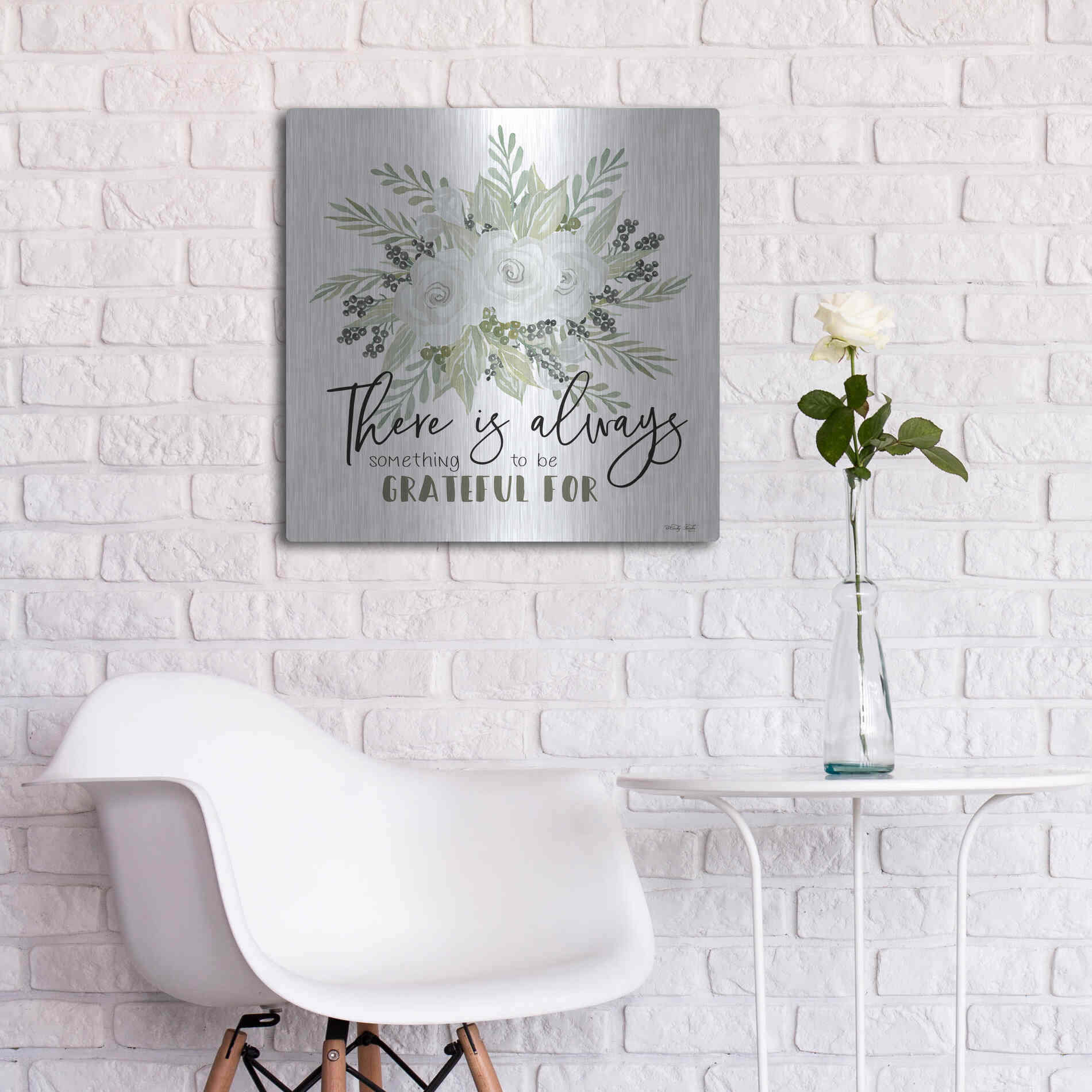Luxe Metal Art 'There is Always Something to be Grateful For' by Cindy Jacobs, Metal Wall Art,24x24