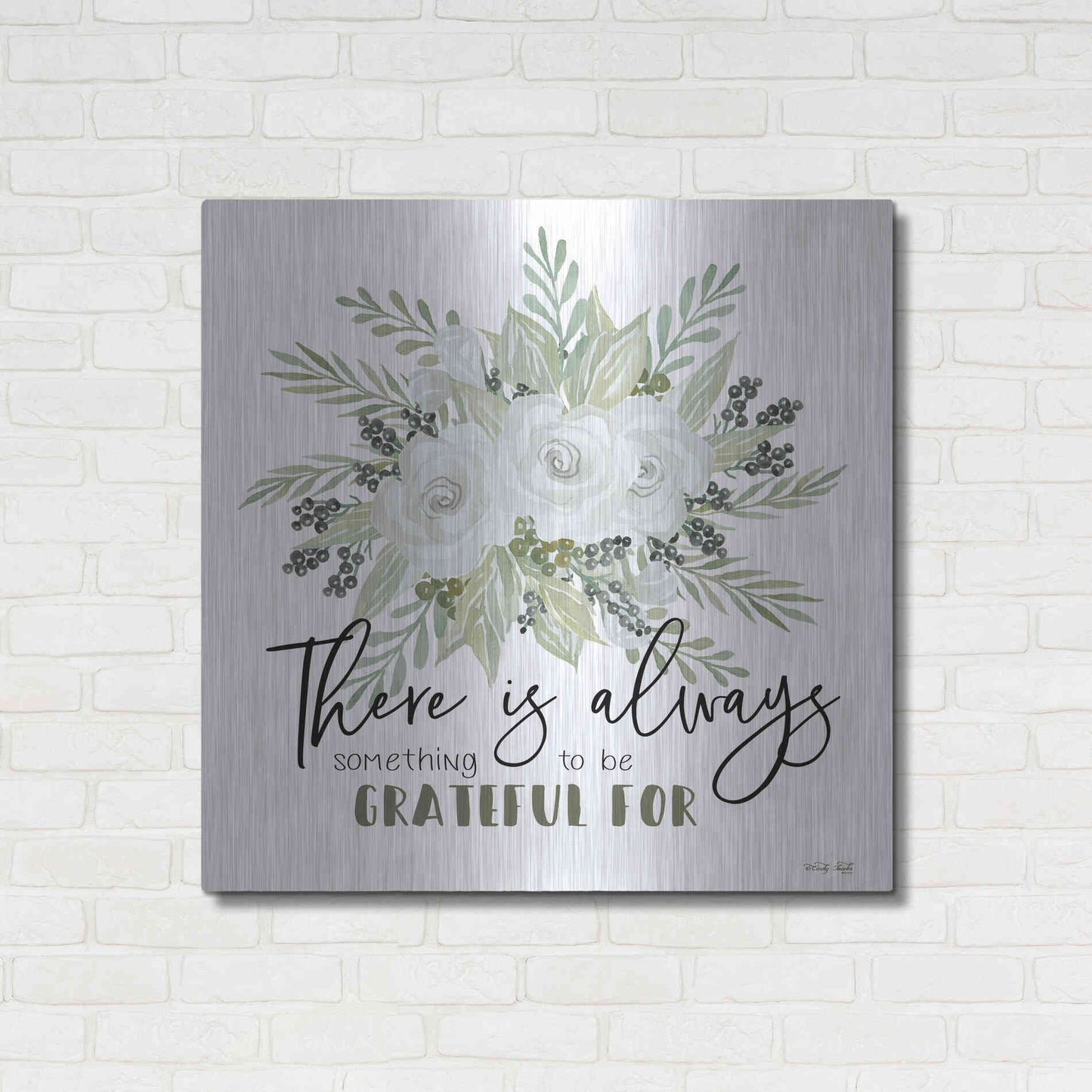 Luxe Metal Art 'There is Always Something to be Grateful For' by Cindy Jacobs, Metal Wall Art,36x36