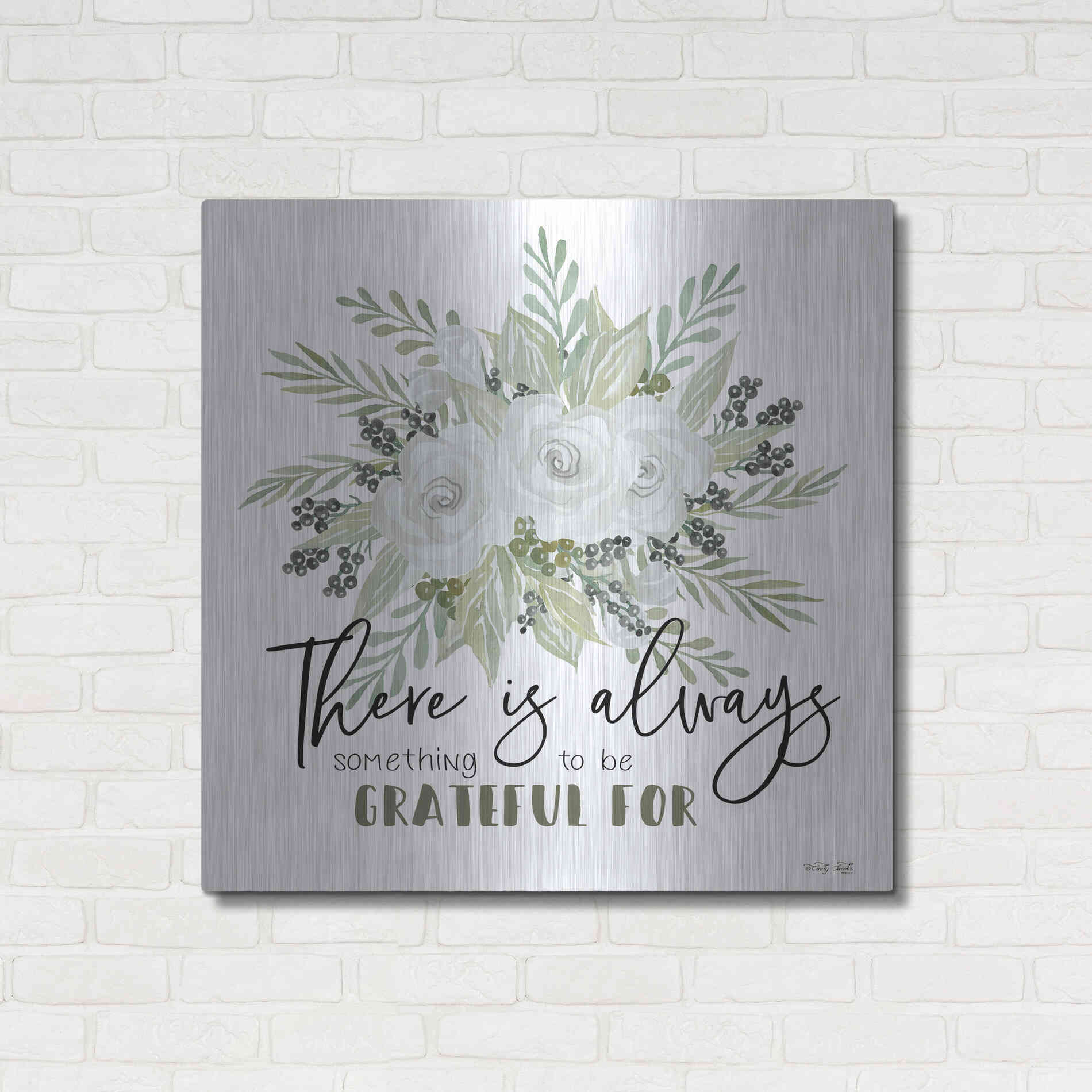 Luxe Metal Art 'There is Always Something to be Grateful For' by Cindy Jacobs, Metal Wall Art,36x36