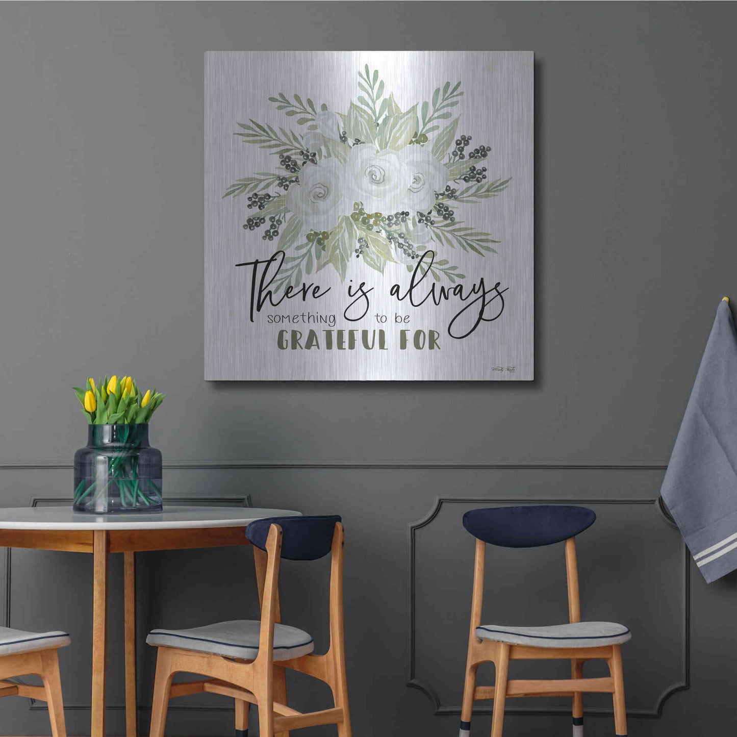 Luxe Metal Art 'There is Always Something to be Grateful For' by Cindy Jacobs, Metal Wall Art,36x36