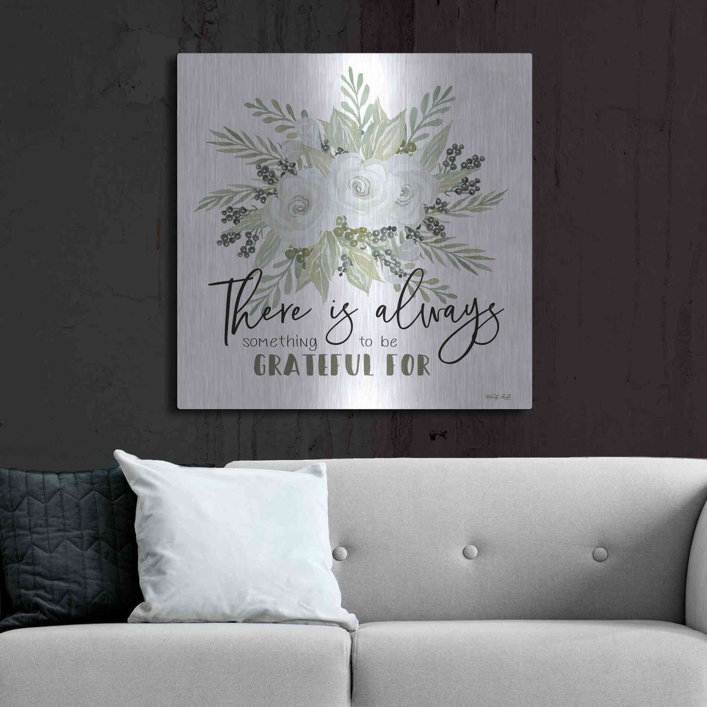 Luxe Metal Art 'There is Always Something to be Grateful For' by Cindy Jacobs, Metal Wall Art,36x36