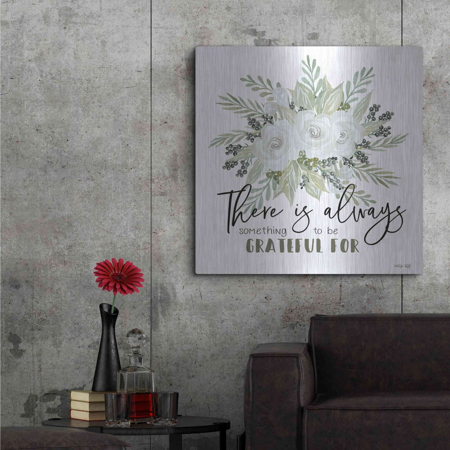 Luxe Metal Art 'There is Always Something to be Grateful For' by Cindy Jacobs, Metal Wall Art,36x36