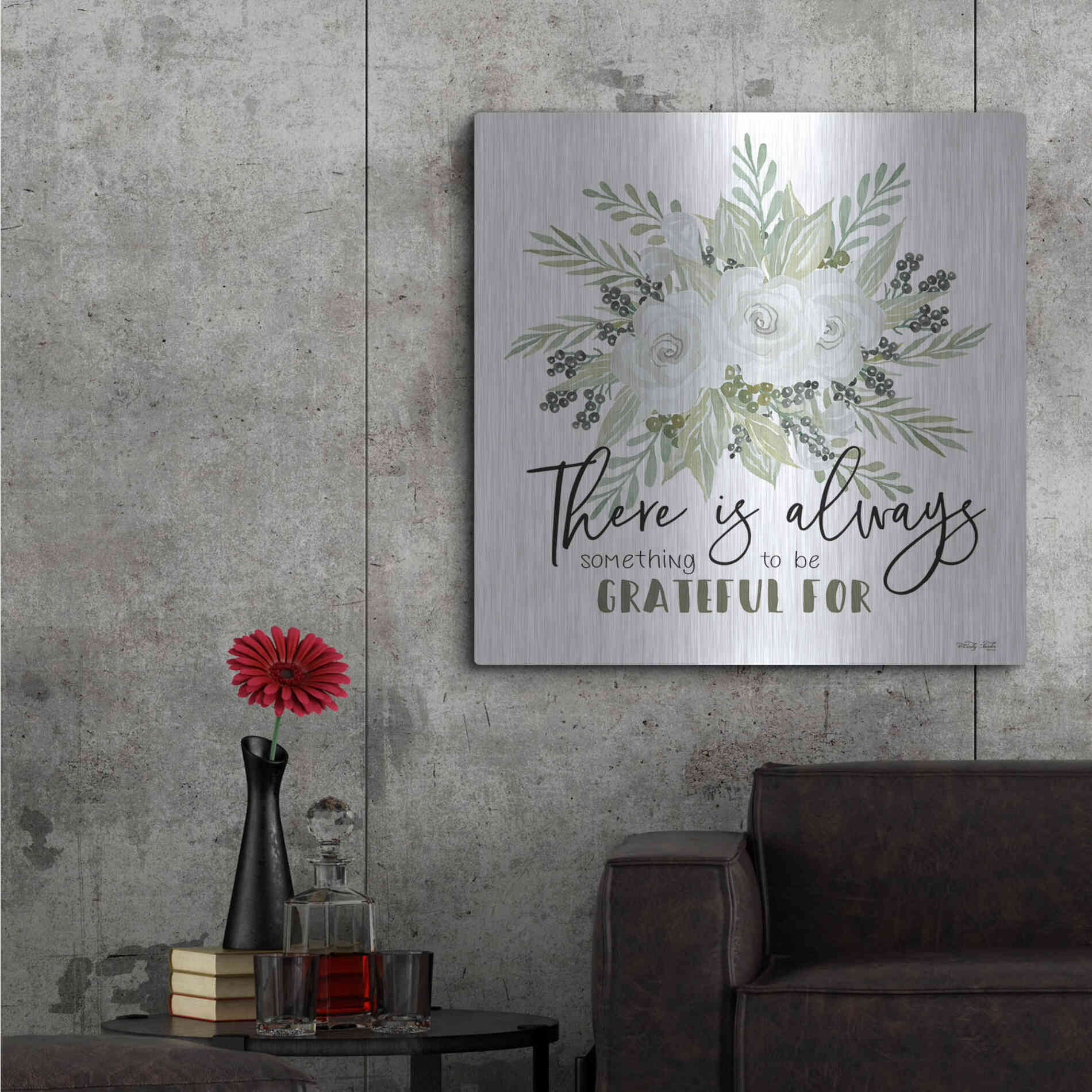 Luxe Metal Art 'There is Always Something to be Grateful For' by Cindy Jacobs, Metal Wall Art,36x36