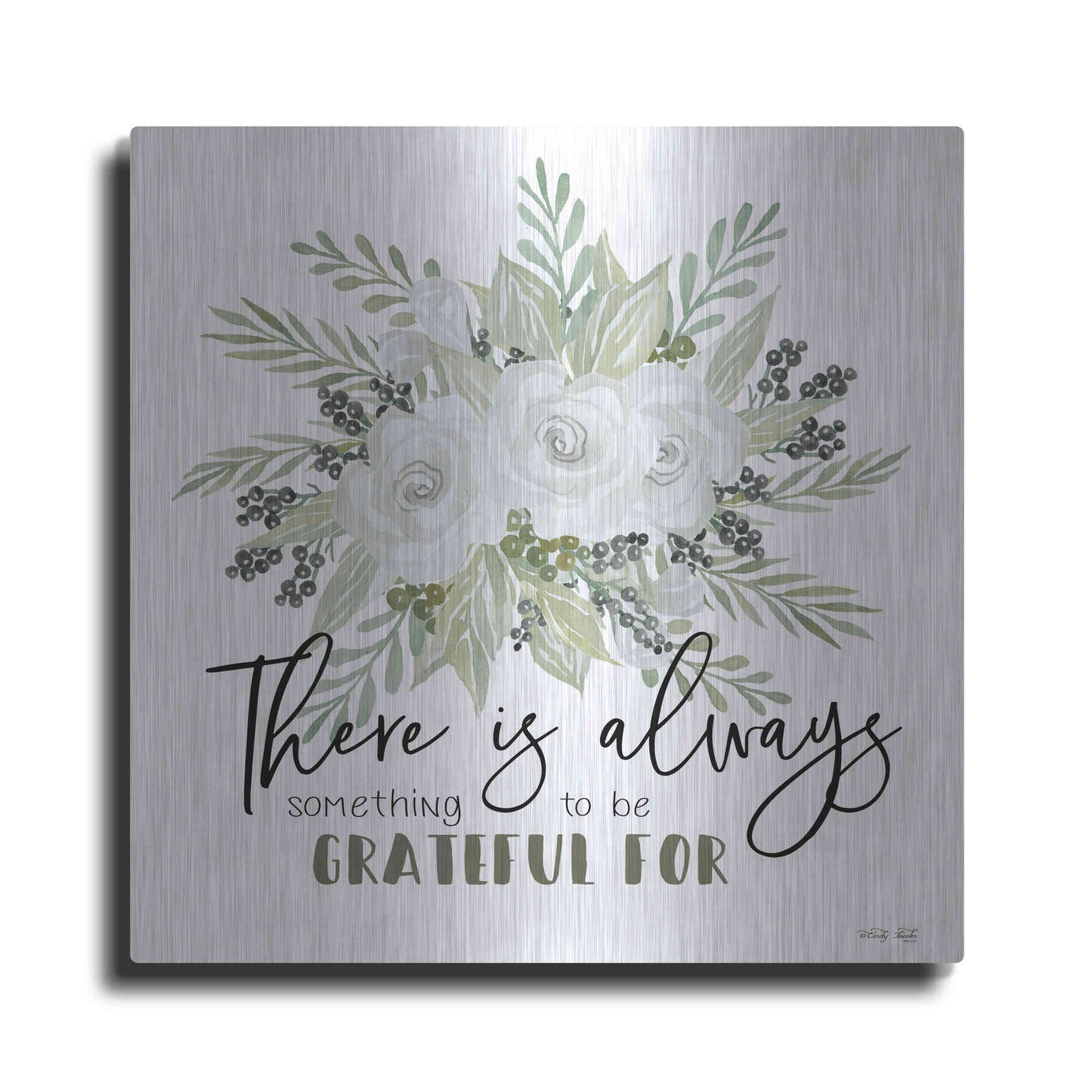 Luxe Metal Art 'There is Always Something to be Grateful For' by Cindy Jacobs, Metal Wall Art