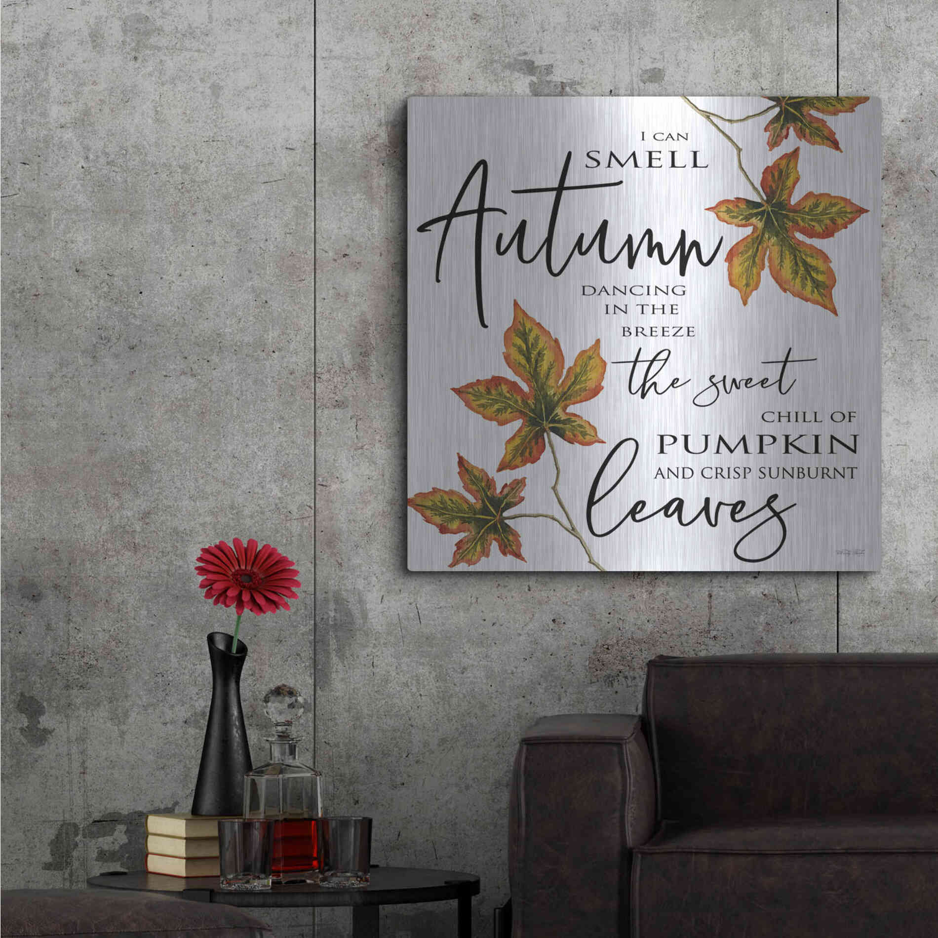 Luxe Metal Art 'Sunburnt Leaves' by Cindy Jacobs, Metal Wall Art,36x36
