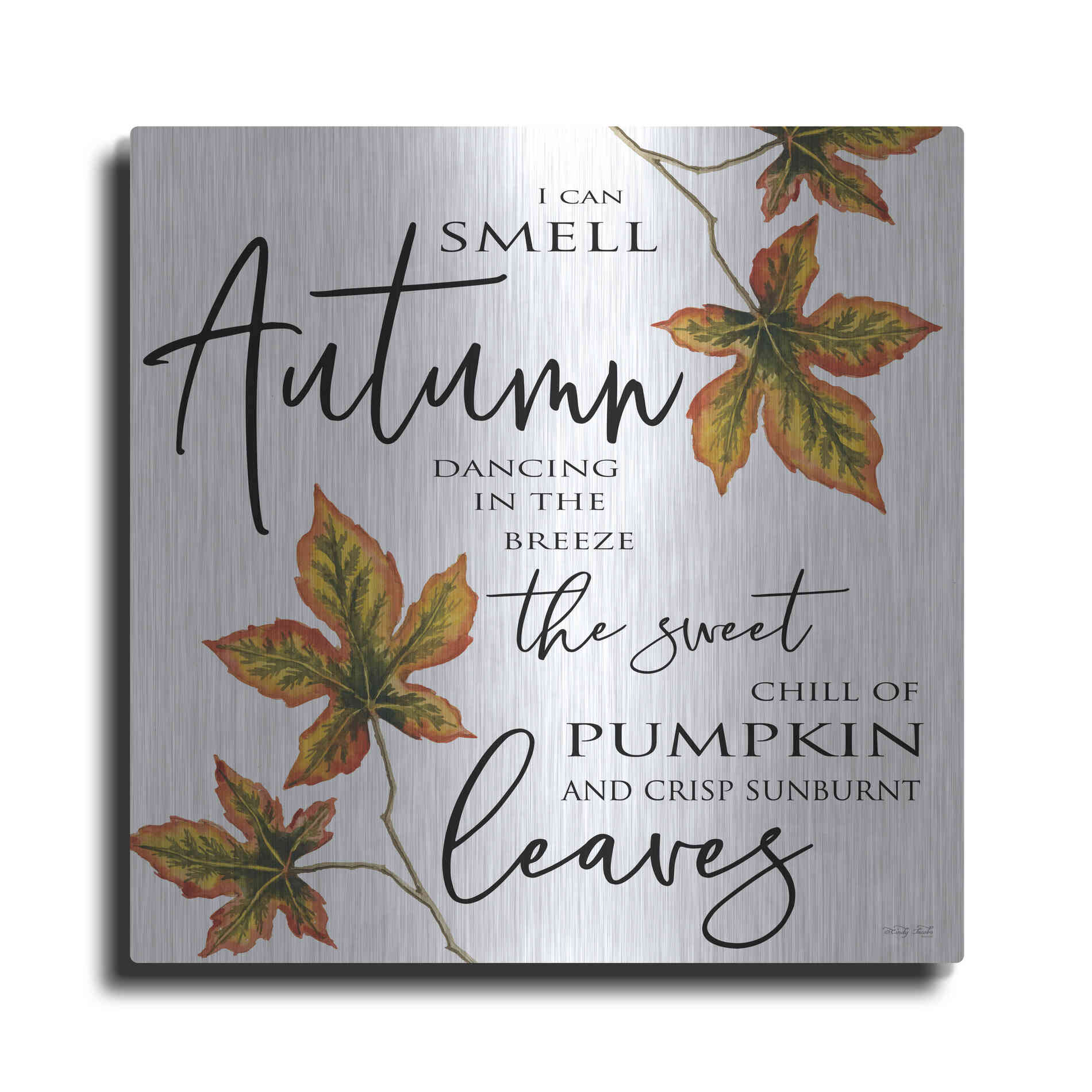 Luxe Metal Art 'Sunburnt Leaves' by Cindy Jacobs, Metal Wall Art