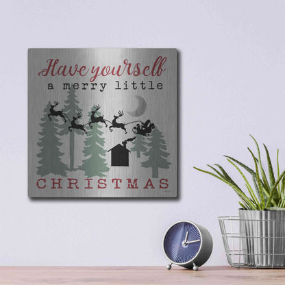 Luxe Metal Art 'Have Yourself a Merry Little Christmas' by Cindy Jacobs, Metal Wall Art,12x12