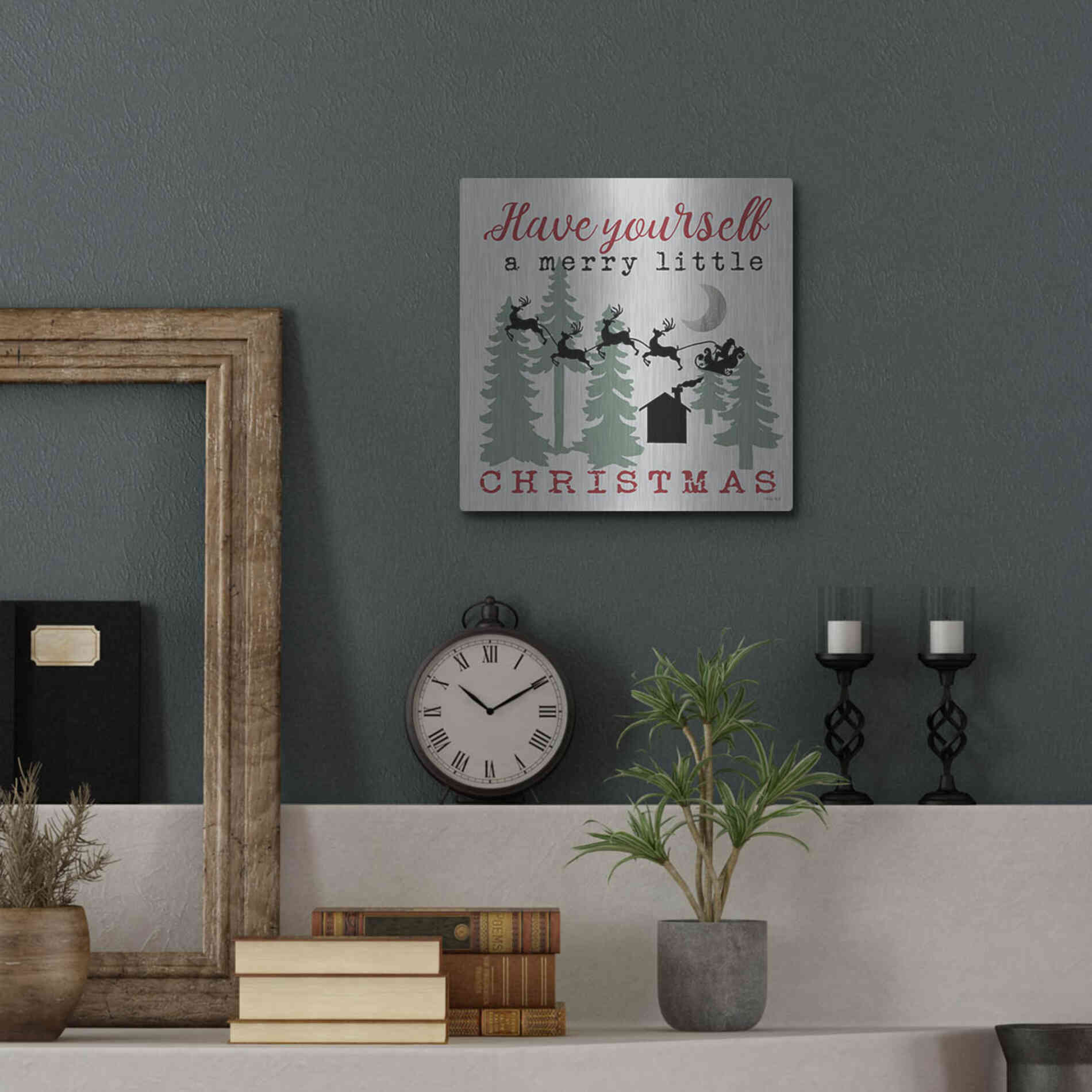Luxe Metal Art 'Have Yourself a Merry Little Christmas' by Cindy Jacobs, Metal Wall Art,12x12