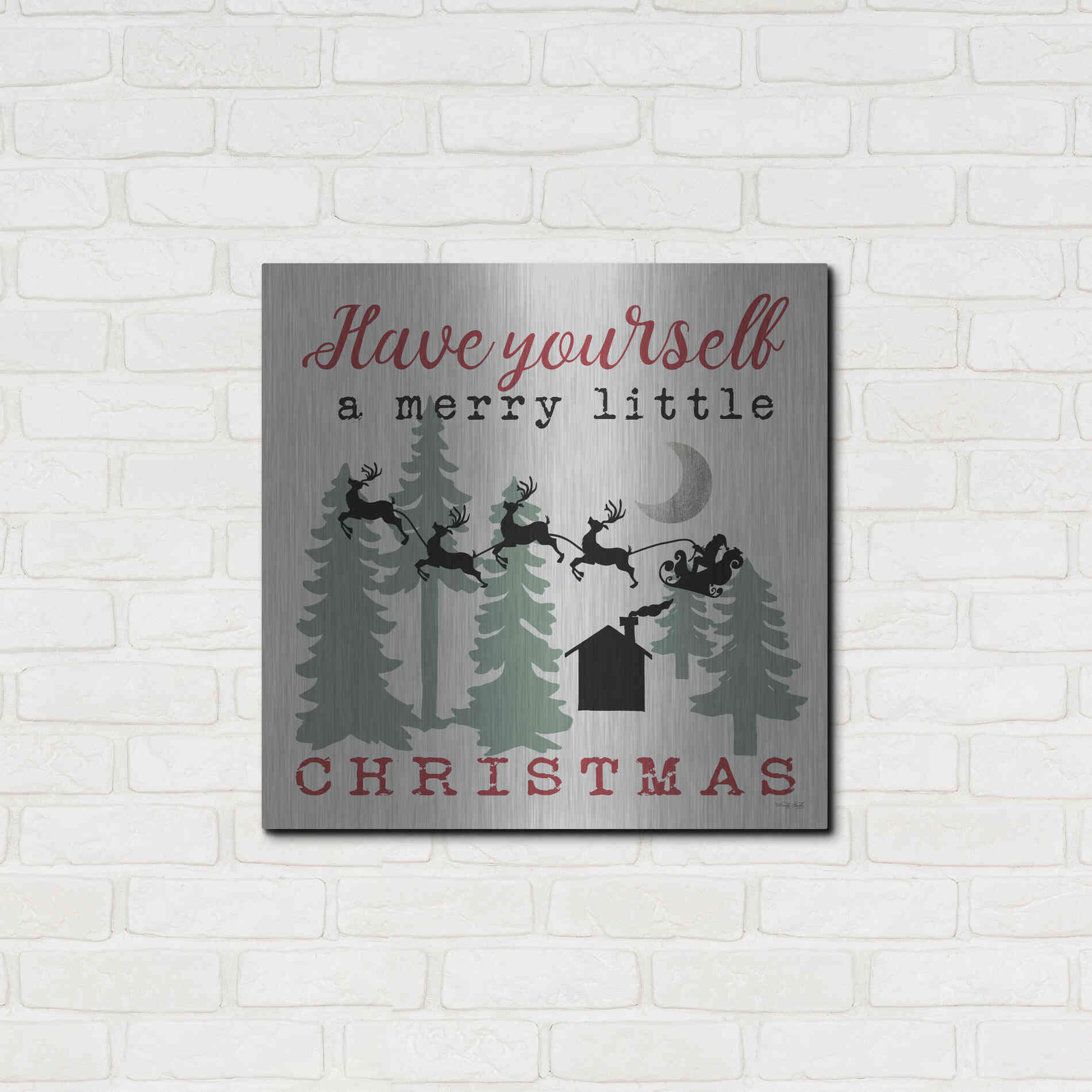 Luxe Metal Art 'Have Yourself a Merry Little Christmas' by Cindy Jacobs, Metal Wall Art,24x24
